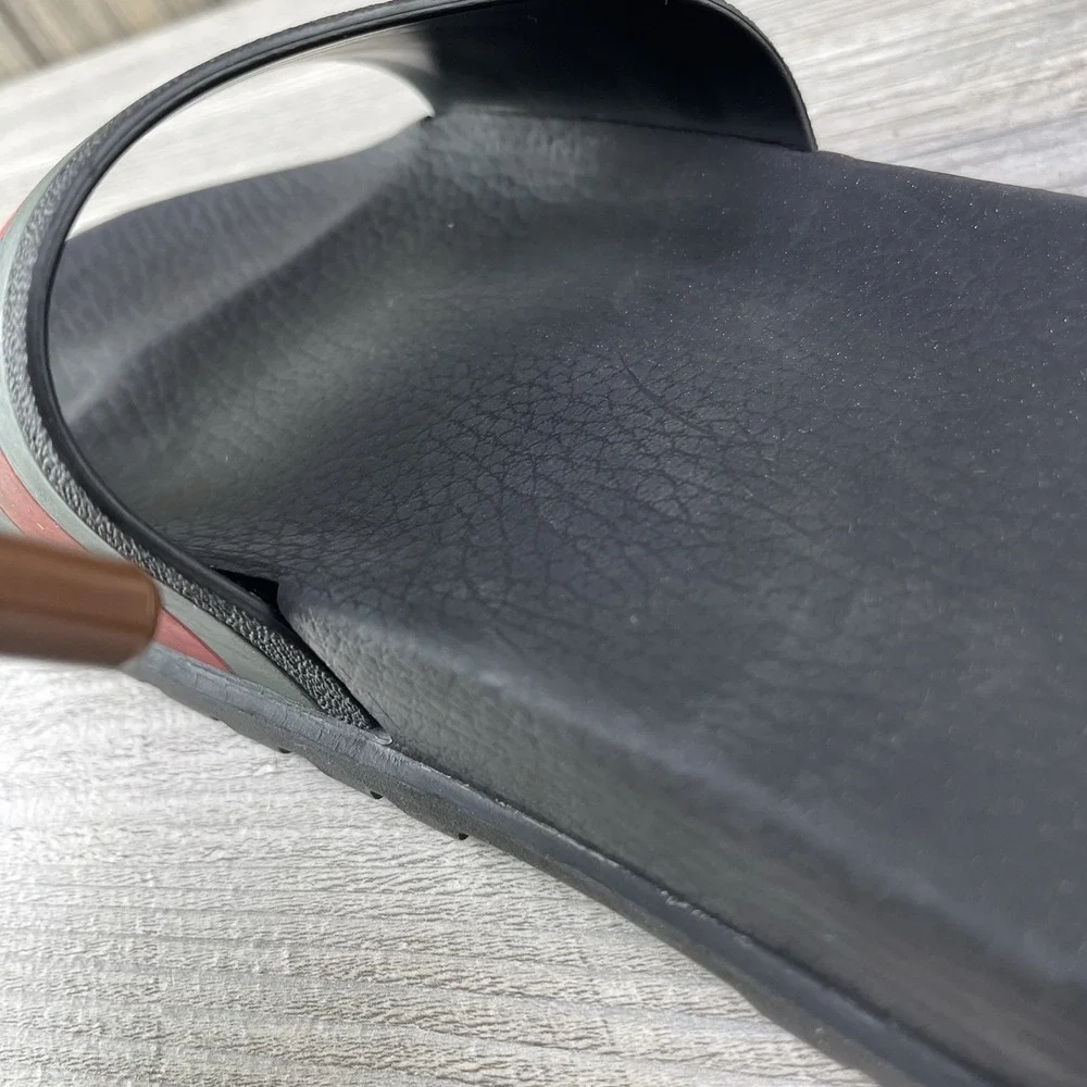 Gucci Web Men's Rubber Slide Sandal Black Rubber, Size 10 US Iconic Stripe Logo